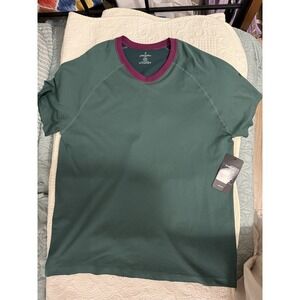 NEW Fabletics Women's Shirt Size XXL Green‎ With Burgundy Accents